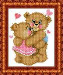 Ткань с рисунком "Влюбленные медвежата"