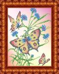 Ткань с рисунком "Бабочки и васильки"