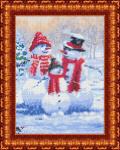 Ткань с рисунком "Семья снеговиков"