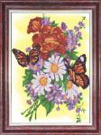 Ткань с рисунком "Бабочки на летнем букете"