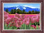Ткань с рисунком "Тюльпаны у гор"