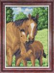 Ткань с рисунком "Мамы и их зверята. Лошади"