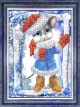 Ткань с рисунком "Мышка с подарками"