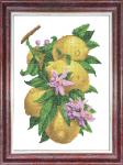 Ткань с рисунком "Ветка с лимонами"
