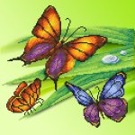 Ткань с рисунком "Трио бабочек"