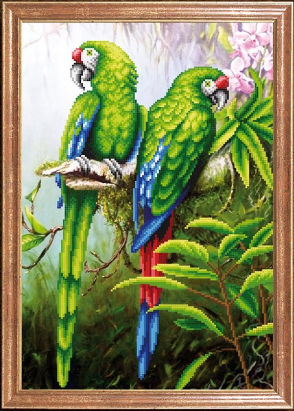 Ткань с рисунком "Пара попугаев"