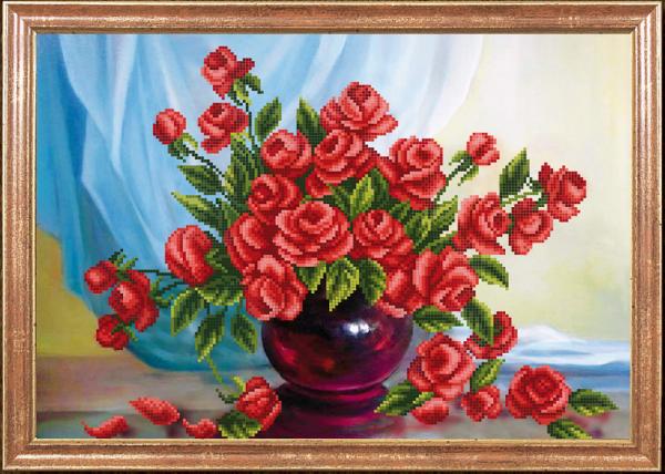 Ткань с рисунком "Алые розы"