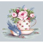 Набор для вышивания "Птичка и чашка чая"