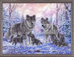 Ткань с рисунком "Семейство волков"