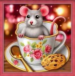 Алмазная мозаика "Крысенок в чашке"