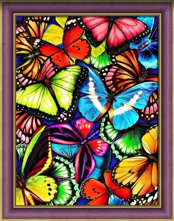 Алмазная мозаика "Яркие бабочки"