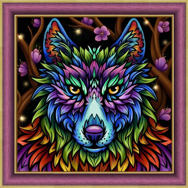 Алмазная мозаика "Радужный волк"