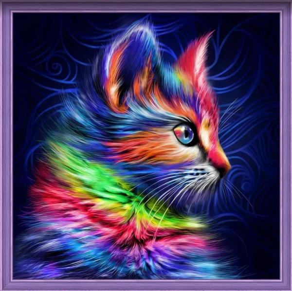 Алмазная мозаика "Разноцветный котенок"