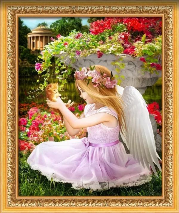 Алмазная мозаика "Ангел в саду"