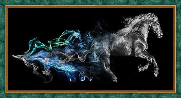Алмазная мозаика "Конь в дыму"