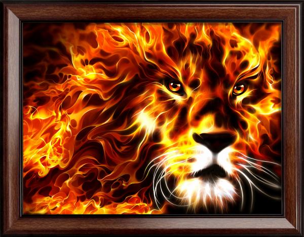 Алмазная мозаика "Огненный лев"