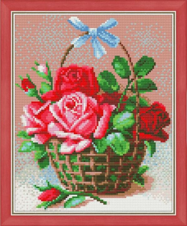 Алмазная мозаика "Корзинка роз"