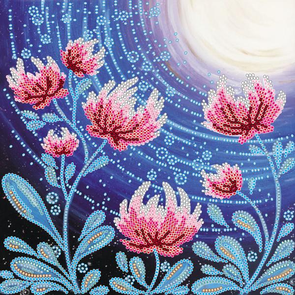 Ткань с рисунком "Цветы под луной"