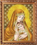 Ткань с рисунком Икона "Богородица с младенцем в золоте"