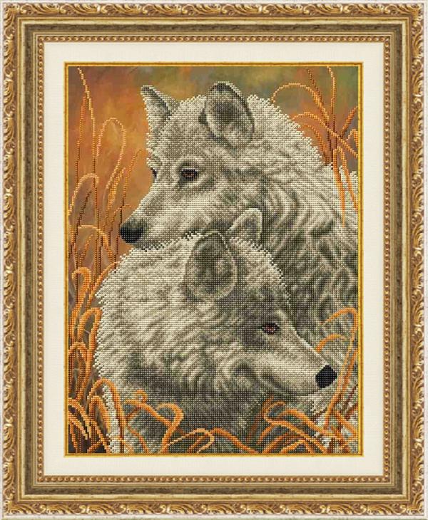 Ткань с рисунком "Волки в колосках"
