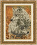 Ткань с рисунком "Волки в колосках"