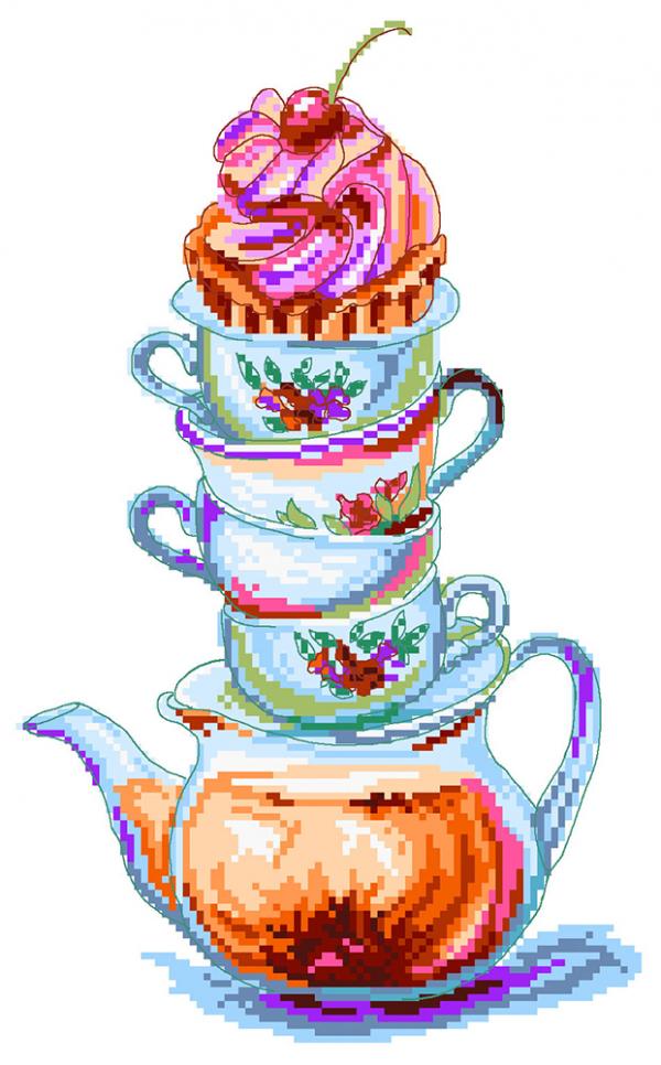 Канва с рисунком "Время чая"