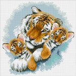 Алмазная мозаика "Тигриная семейка"