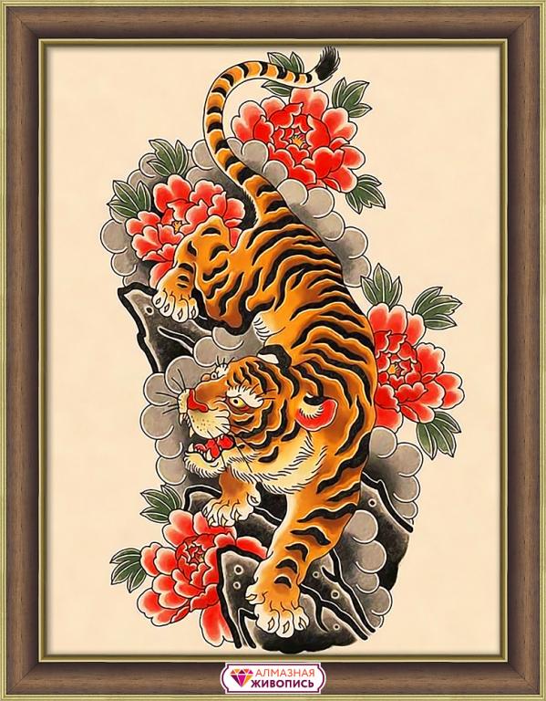 Алмазная мозаика "Тигр на пергаменте"