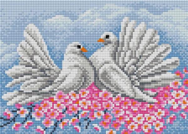 Алмазная мозаика "Пара голубей"