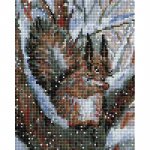Алмазная мозаика "Белочка в зимнем лесу"