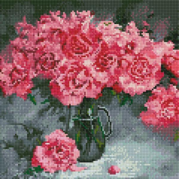 Алмазная мозаика "Розовые пионы"