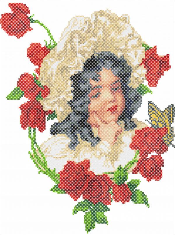 Набор для вышивания "Девочка в розах"
