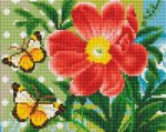 Алмазная мозаика "Бабочки и цветок"