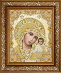 Ткань с рисунком Икона "Богородица Казанская в хрустальных камнях"