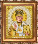 Ткань с рисунком Икона "Николай Чудотворец в золоте"