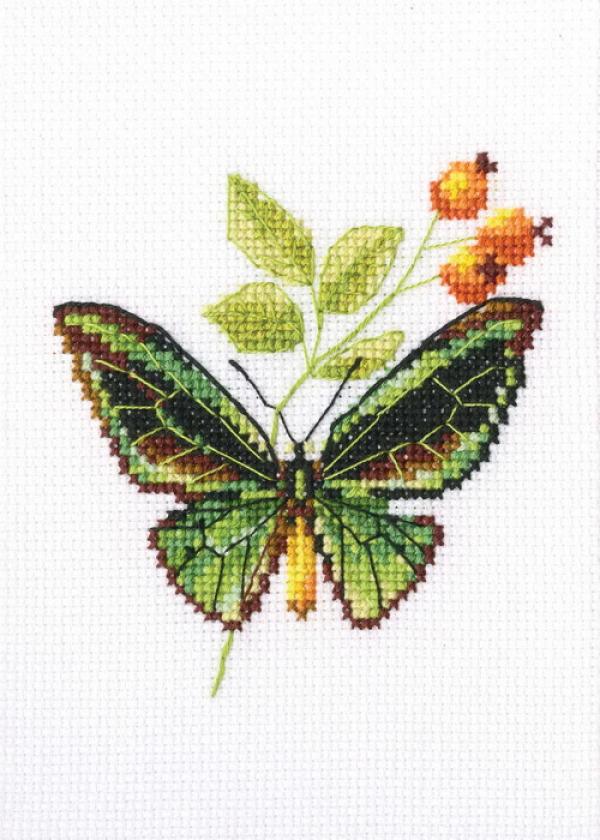 Набор для вышивания "Веточка шиповника и бабочка"