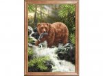 Ткань с рисунком "Медведь с рыбой"